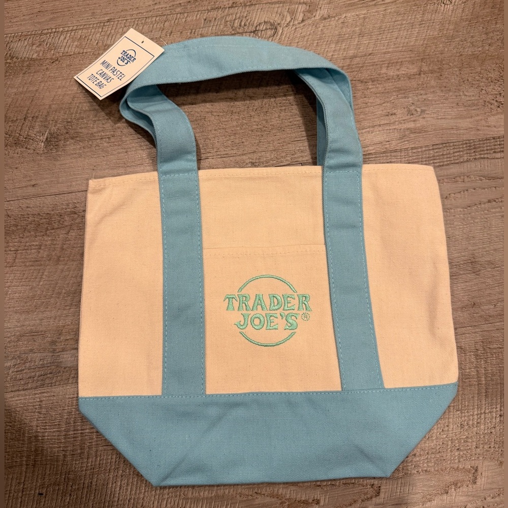 Trader Joe's Mini Tote Bag Pastel Blue